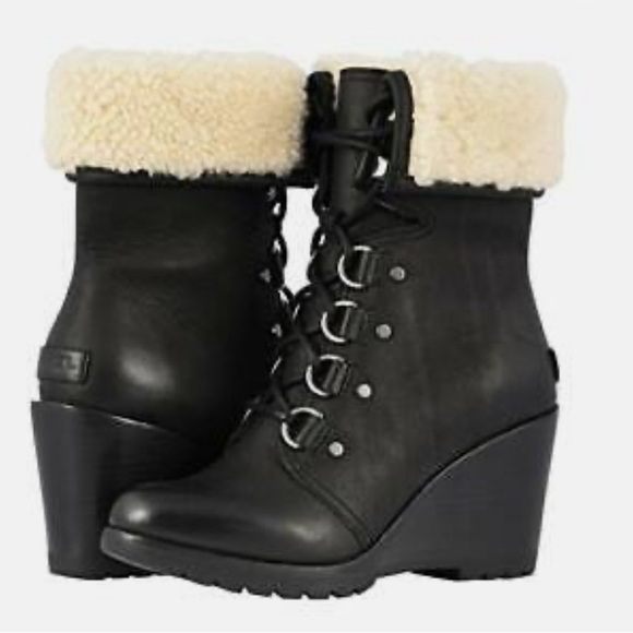 Sorel Shoes - Worn twice - Sorel Women's After Hours Lace Shearling High-Top Boots Black